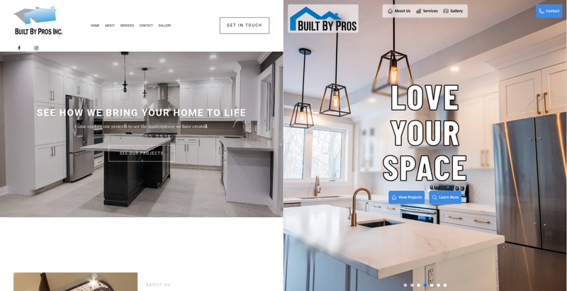 A comparison between two websites, one made with thundr, and the other one slow and old.
