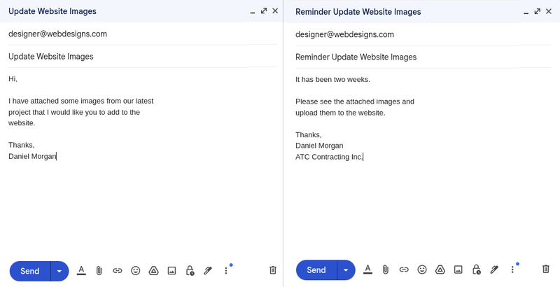 Emails showing how much faster an easier thundr is
